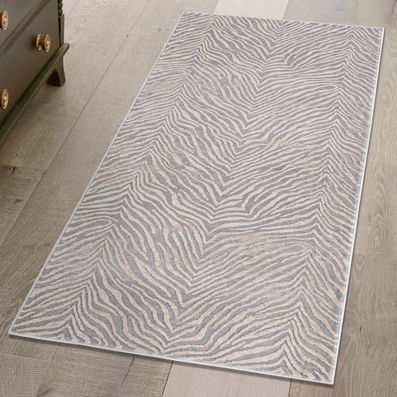 Unique Loom Finsbury Collection Area Rug - Meghan (2' x 8' Runner Gray and Ivory)