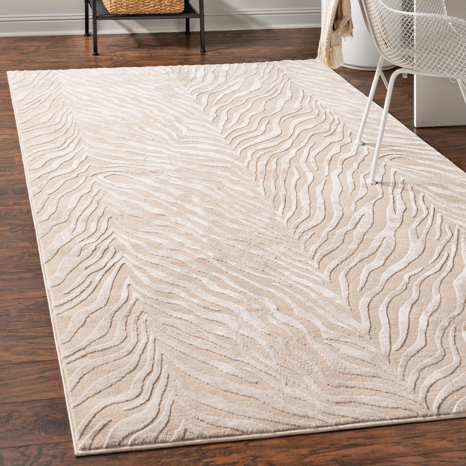 Ivory Beige Rectangular Synthetic Medallion Area Rug