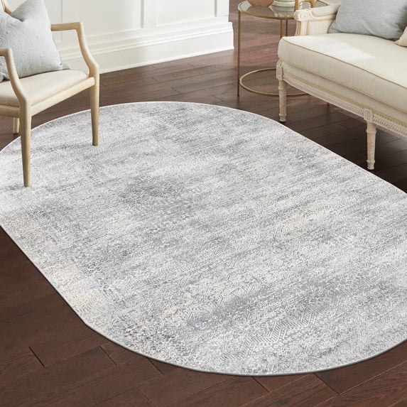 Unique Loom Finsbury Collection Area Rug - Sarah (7' 10" x 10' Oval Gray/Ivory)