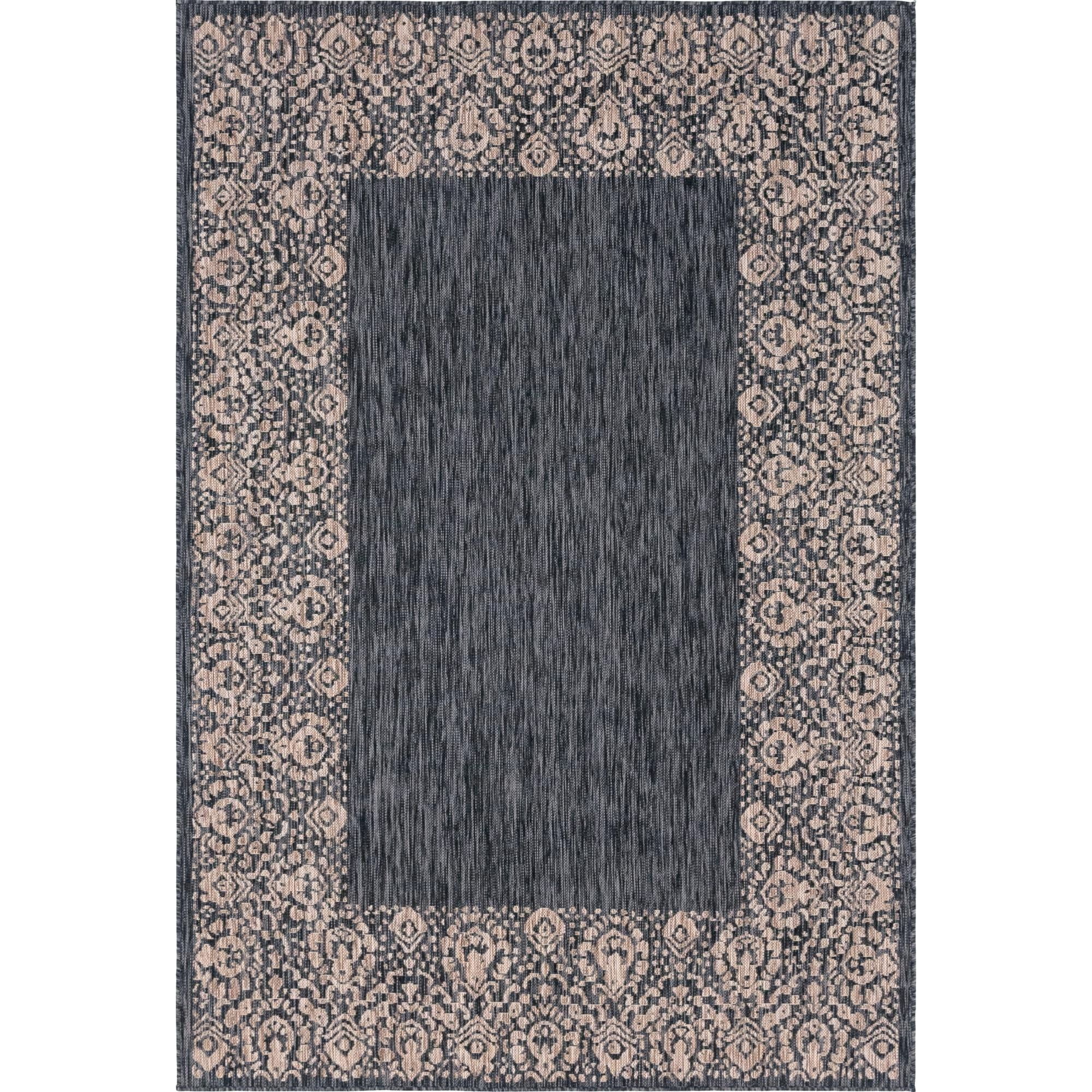 Charcoal Gray Easy-Care Rectangular Outdoor Rug 6' x 9'