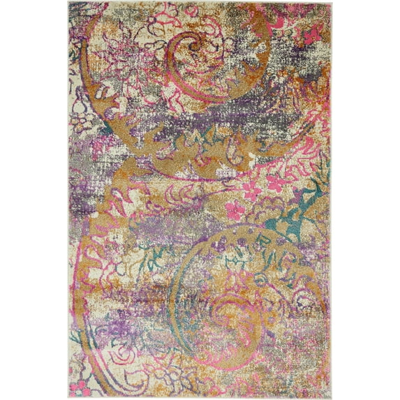 Unique Loom Floral Modern Area Rugs, Beige