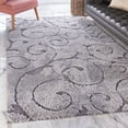 thumbnail image 1 of Unique Loom Floral Shag Collection Area Rug - Carved (4' 1" x 6' 1" Rectangle Light Gray and Gray), 1 of 6
