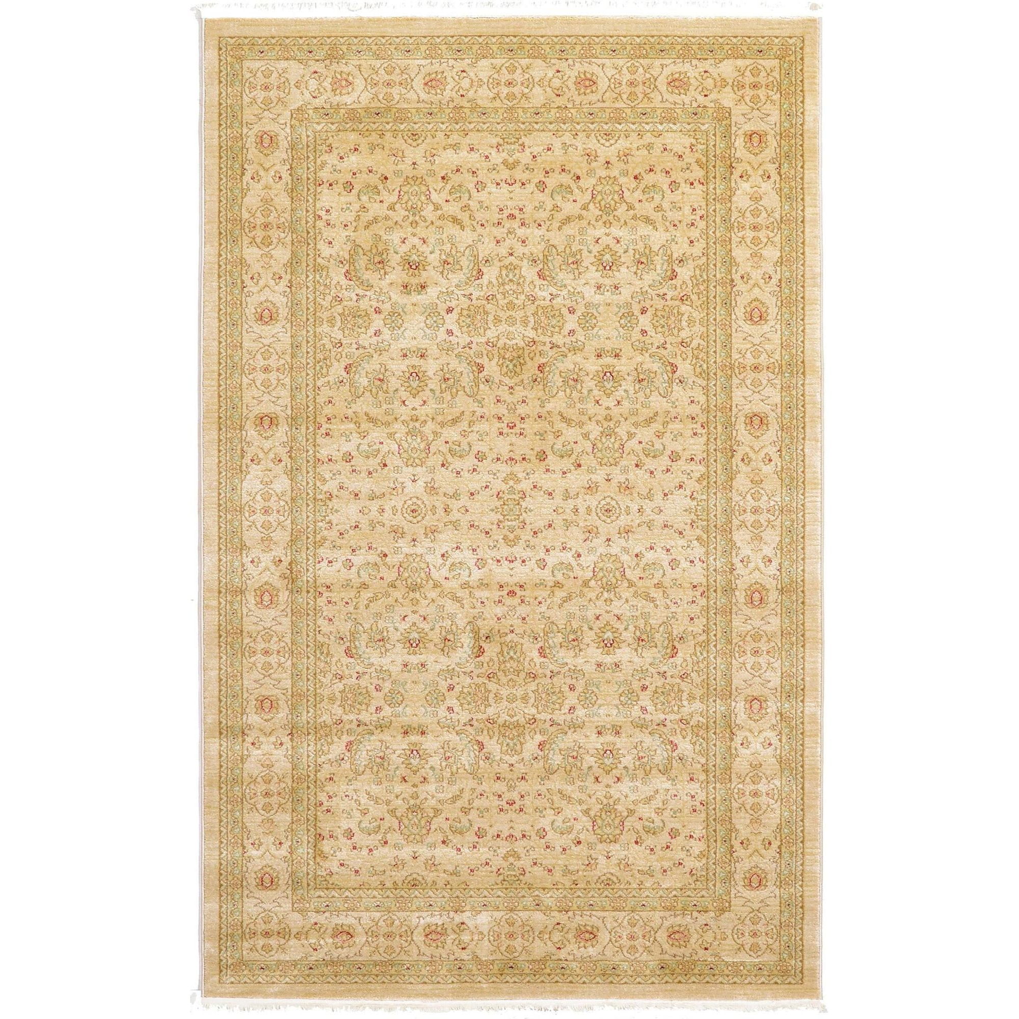 Elegant Cream 5' x 8' Rectangular Synthetic Area Rug