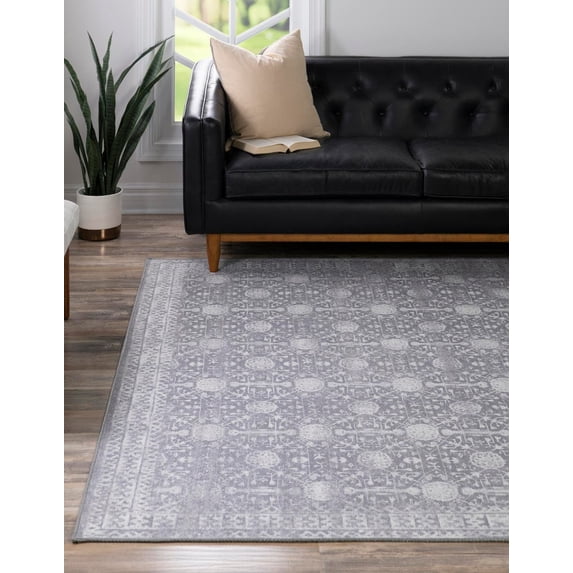 Unique Loom Timeless Collection Area Rug - Florence (7' 6" Square Gray/Ivory)
