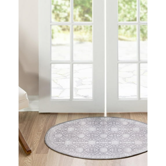 Unique Loom Timeless Collection Area Rug - Florence (2' x 3' 1" Oval Gray/Ivory)