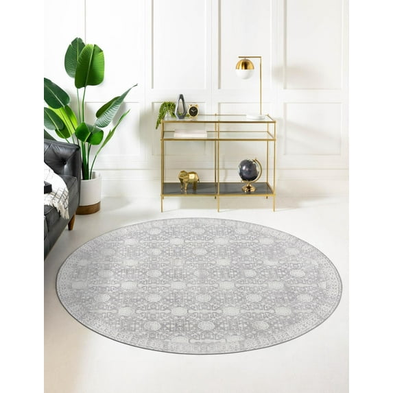 Unique Loom Timeless Collection Area Rug - Florence (3' 6" Round Gray/Ivory)