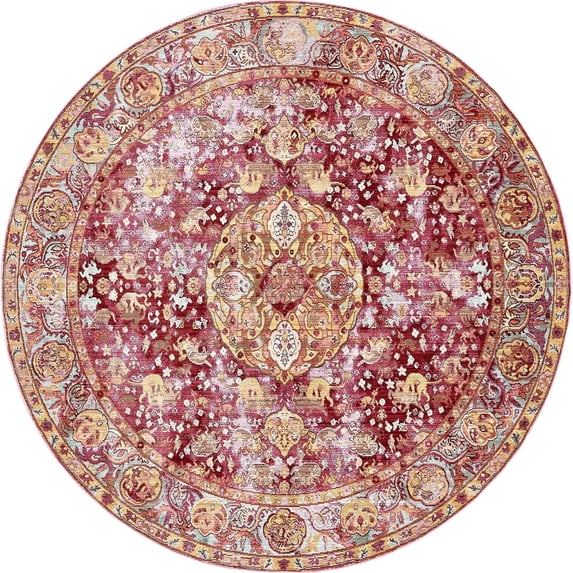 Unique Loom Austin Collection Area Rug - Fortissimo (8' Round Red/Blue)