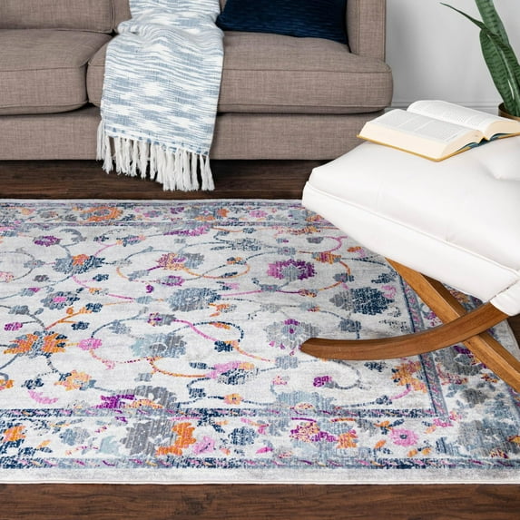 Unique Loom Budapest Collection Area Rug - Gabor (7' 1" x 10' Rectangle Ivory/Blue)