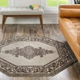 thumbnail image 1 of Unique Loom Hermitage Collection Area Rug - Gala (5' 3" Octagon Chocolate Brown/Black), 1 of 6