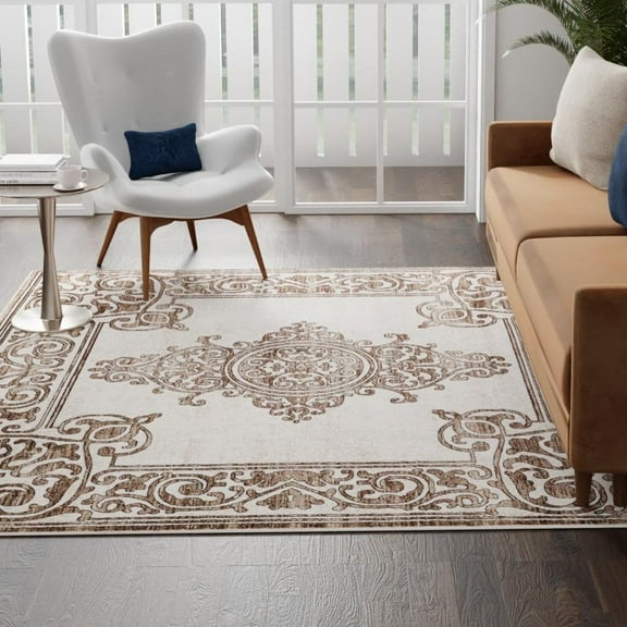 Unique Loom Hermitage Collection Area Rug - Gala (3' 3" Square Chocolate Brown/Black)