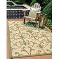 thumbnail image 1 of Unique Loom Gate Indoor/Outdoor Botanical Rug Green 7' 1" x 10' Rectangle Border Traditional Perfect For Patio Deck Garage Entryway, 1 of 8