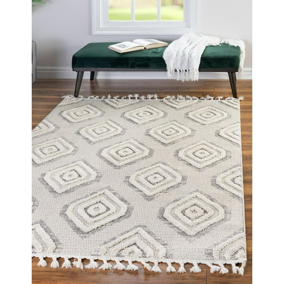 Unique Loom Cherokee Collection Area Rug - Gatlinburg (9' x 12' Rectangle Ivory/Gray)