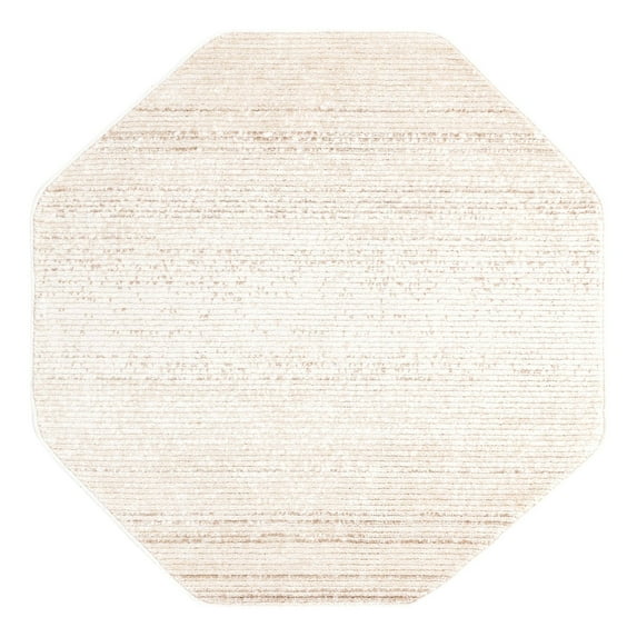 Unique Loom Gemstone Collection Area Rug - Topaz (4' 1" Octagon Ivory/Brown)