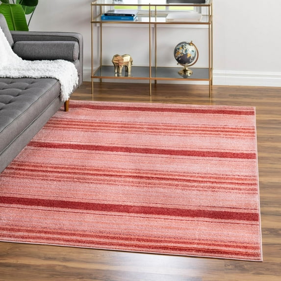 Unique Loom Gemstone Collection Area Rug - Topaz (4' 1" x 6' 3" Rectangle Rusty Pink Rose/Red)