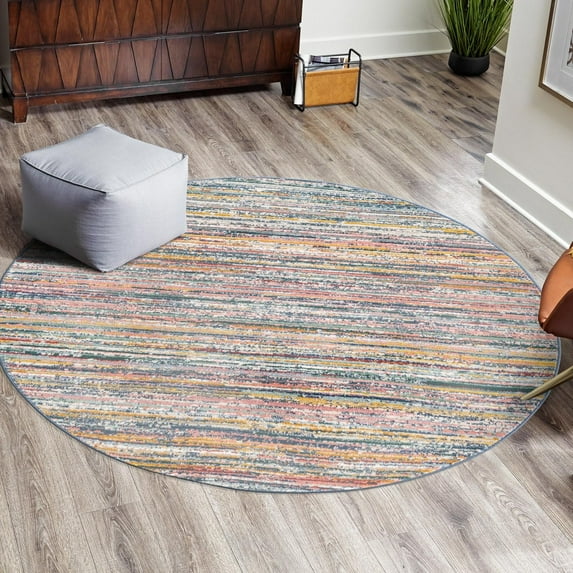 Unique Loom Gemstone Collection Area Rug - Topaz (5' 3" Round Multi/Blue)