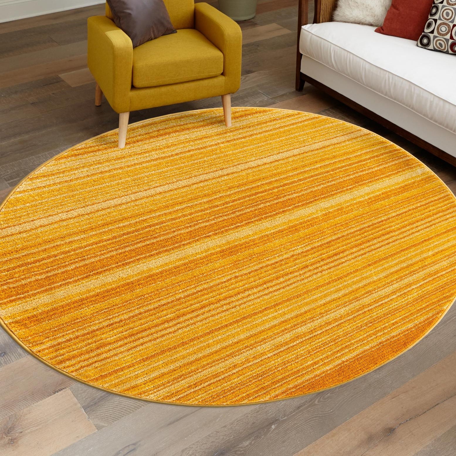 Unique Loom Gemstone Collection Area Rug - Topaz (5' 3" Round Yellow/Orange)