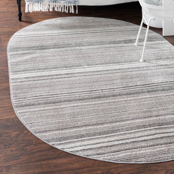 Unique Loom Gemstone Collection Area Rug - Topaz (7' 10" x 10' 2" Oval Gray/Ivory)