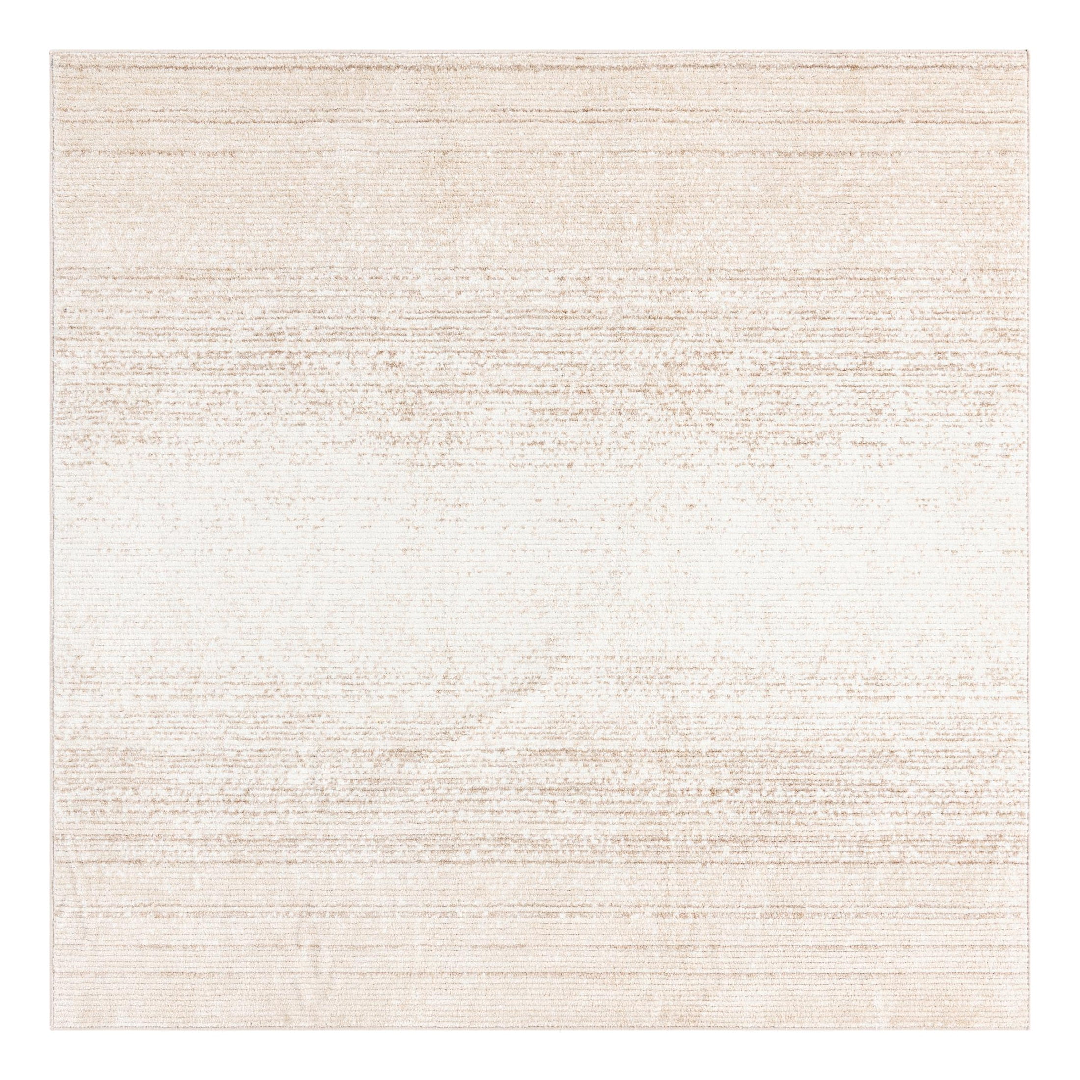 Ivory and Beige Synthetic Square Indoor Area Rug