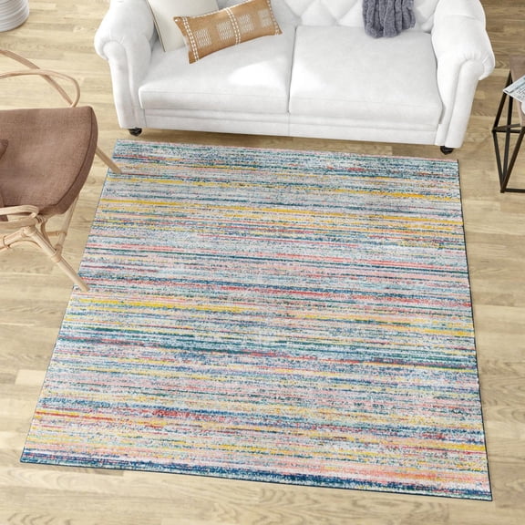 Unique Loom Gemstone Collection Area Rug - Topaz (9' 10" Square Multi/Blue)