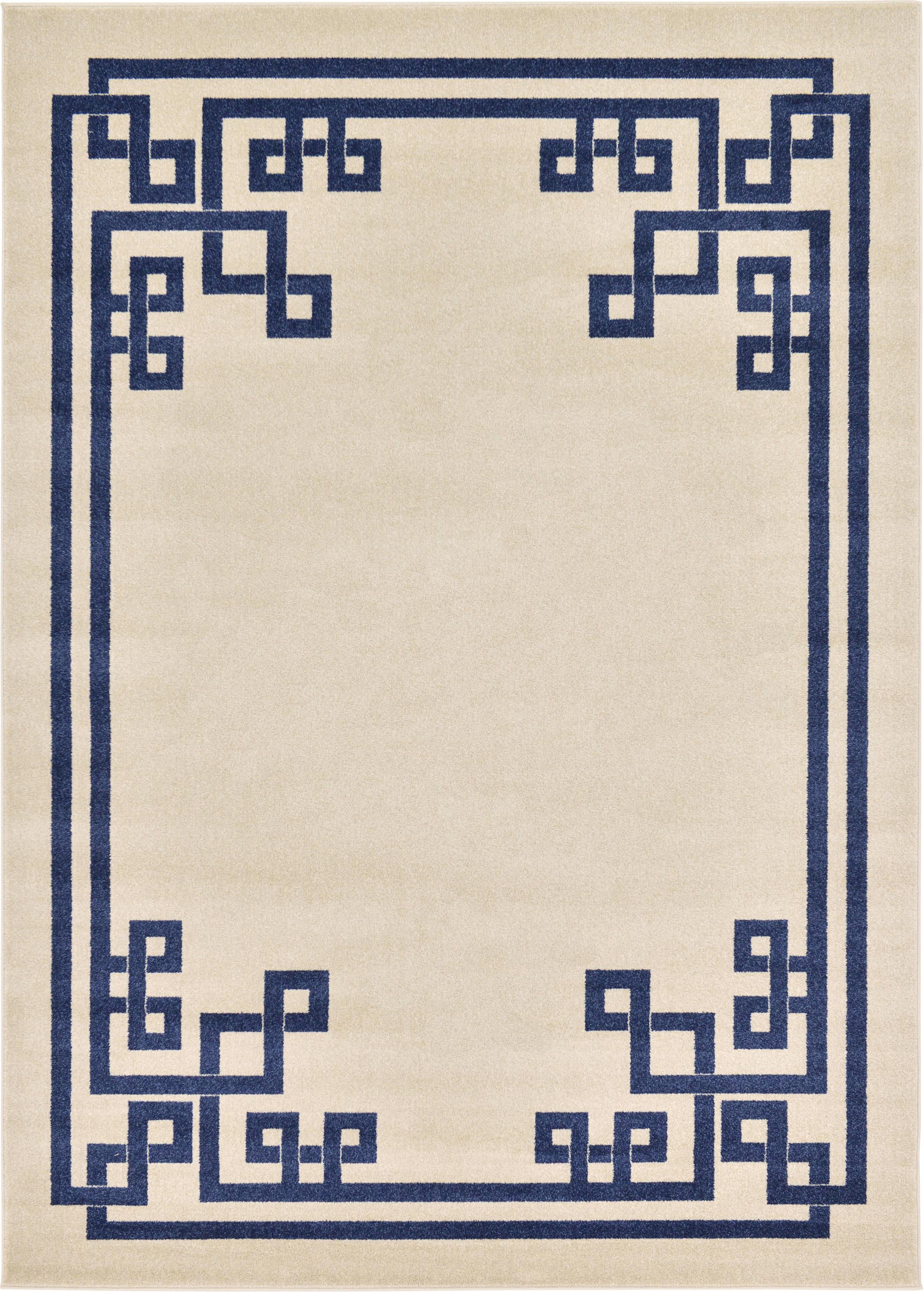 Unique Loom Geometric Athens Rug , 9' 0 x 12' 2 , Beige and Blue