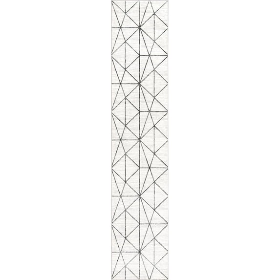 Unique Loom Matrix Trellis Collection Area Rug - Geometric (2' 7" x 13' Runner White/Gray)