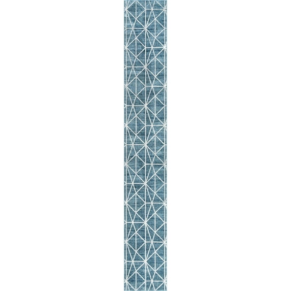 Unique Loom Matrix Trellis Collection Area Rug - Geometric (2' 11" x 19' 8" Runner Blue/Light Blue)