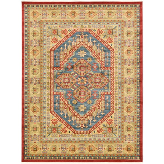 Unique Loom Geometric Traditional Area Rug, Red/Beige/Blue, 156" x 118"