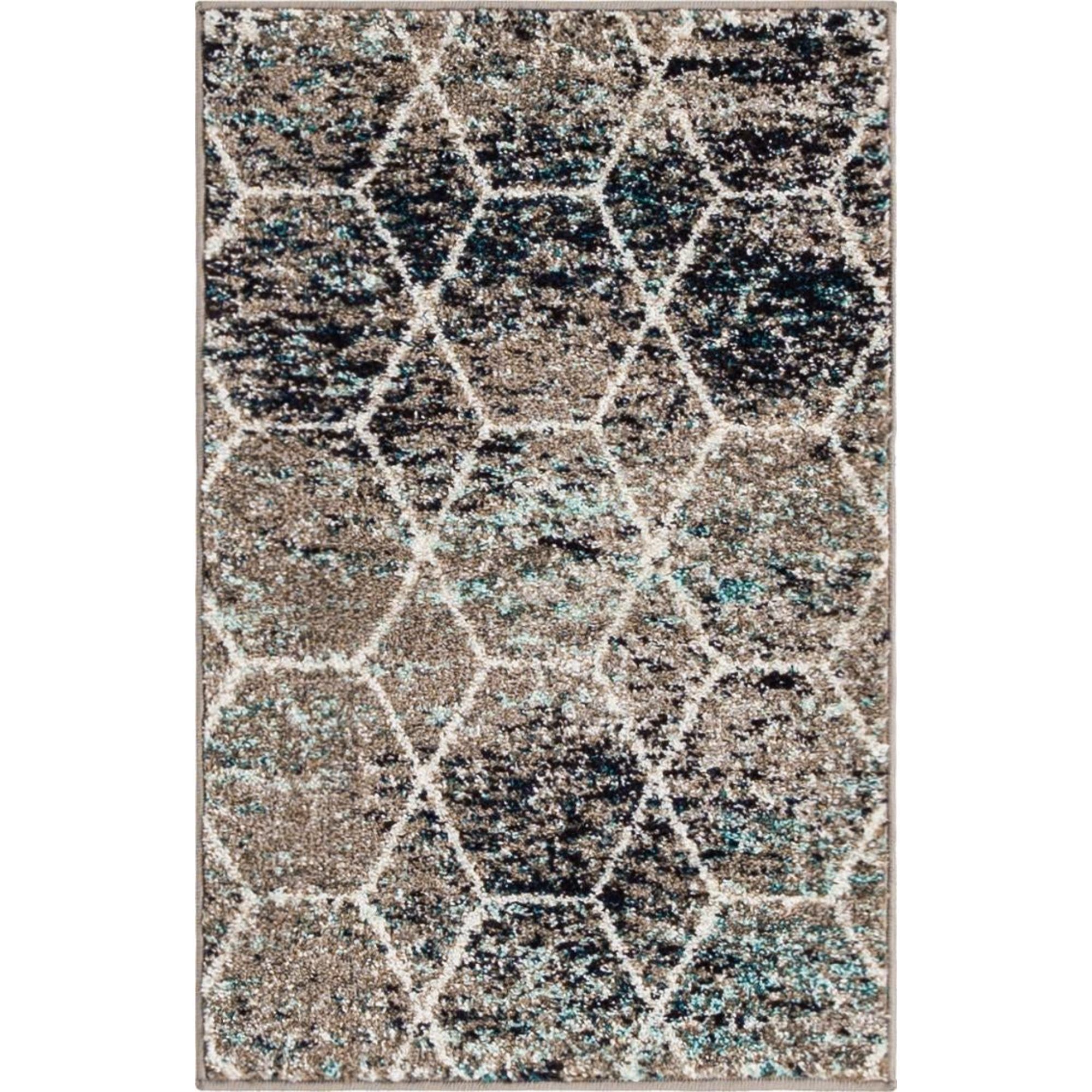 Unique Loom Geometric Trellis Frieze Rug Blue Multi/Ivory 2' x 3' 1