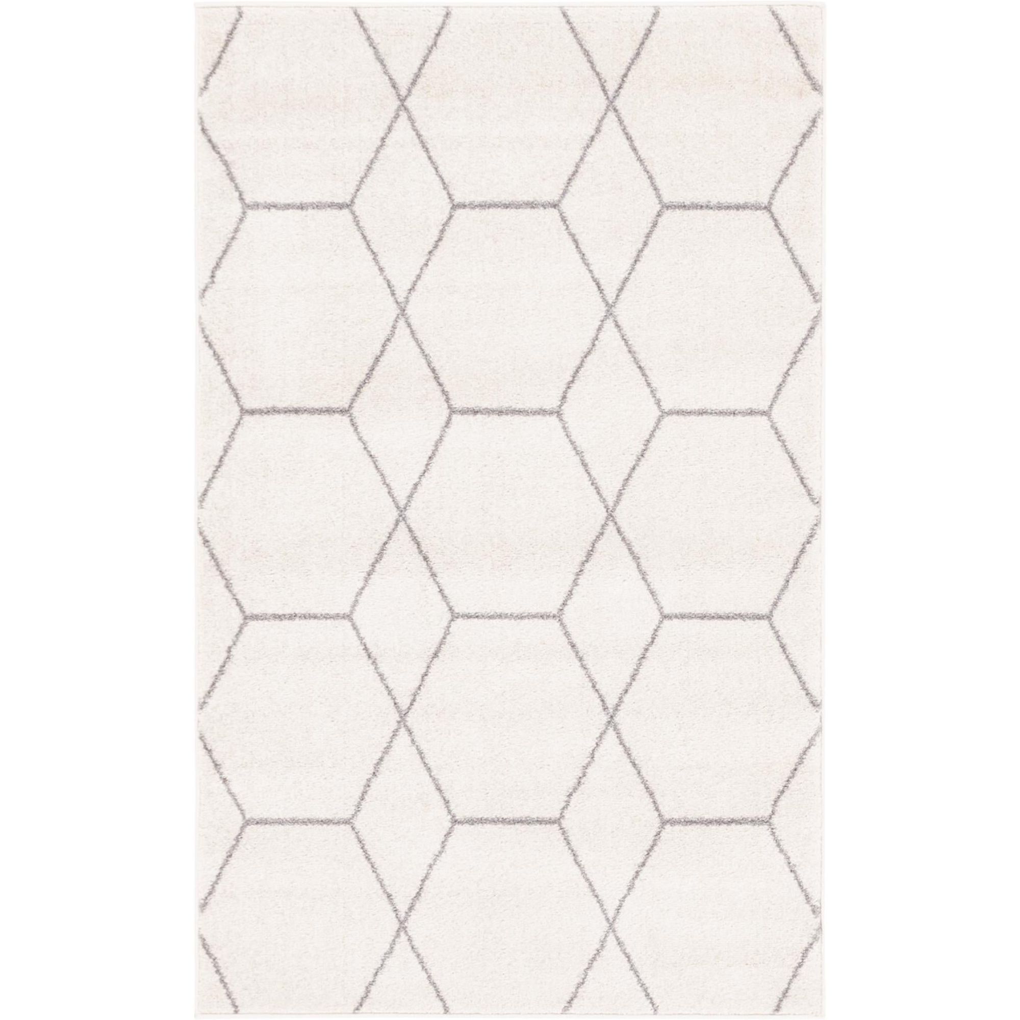 Unique Loom Geometric Trellis Frieze Rug Ivory/Gray 3' 3" x 5' 3