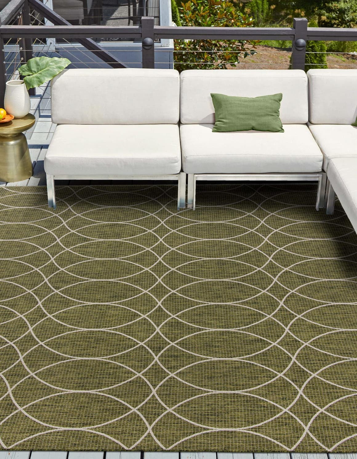 Unique Loom Gitter Outdoor Trellis Rug 10' 0 x 10' 0 Square Green