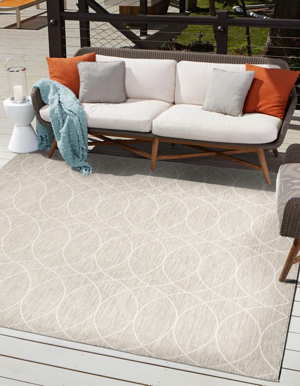 Unique Loom Gitter Outdoor Trellis Rug 10' 0 x 10' 0 Square Light Gray