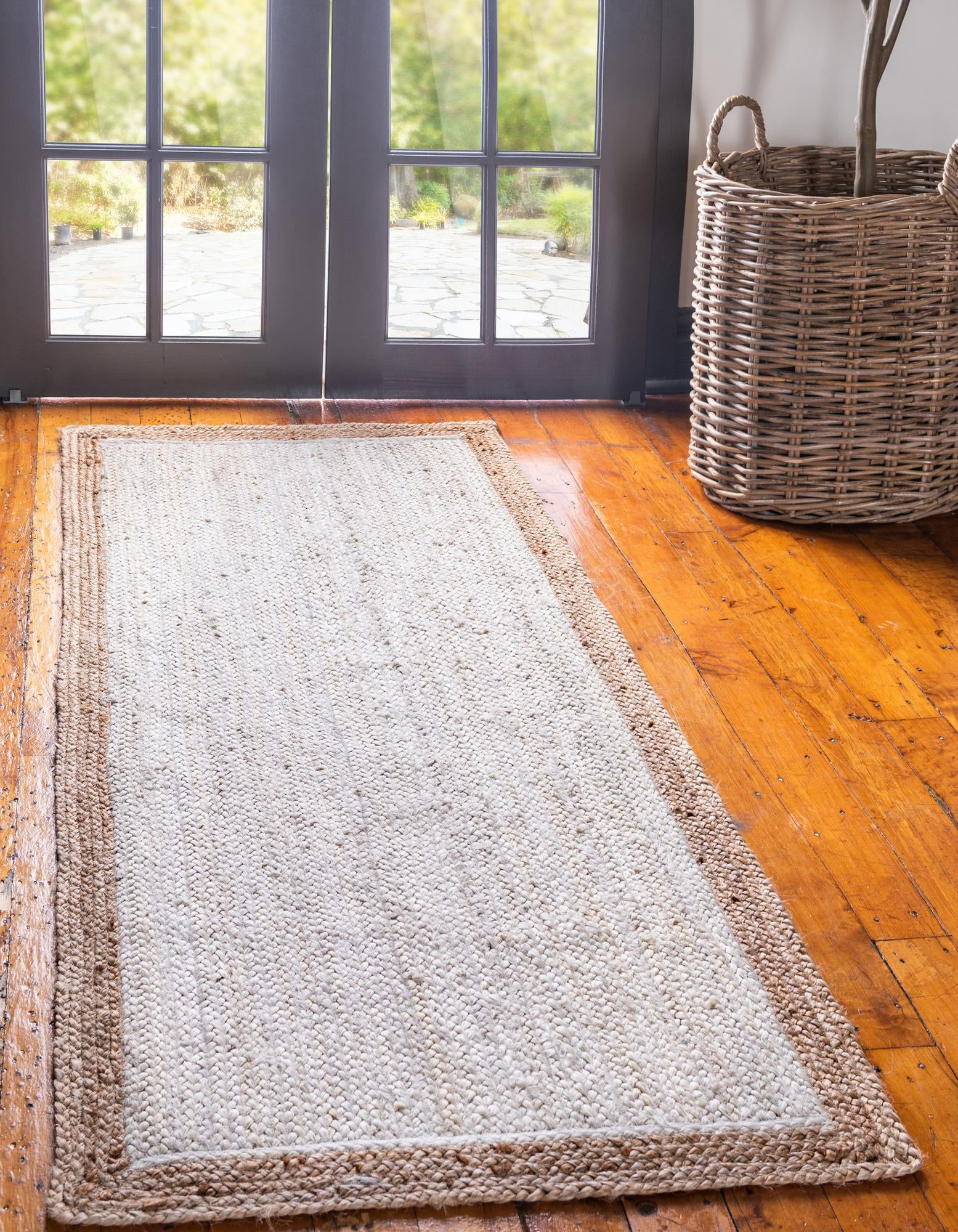 Handmade White Jute & Cotton Braided Runner Rug 2'7" x 6'1"
