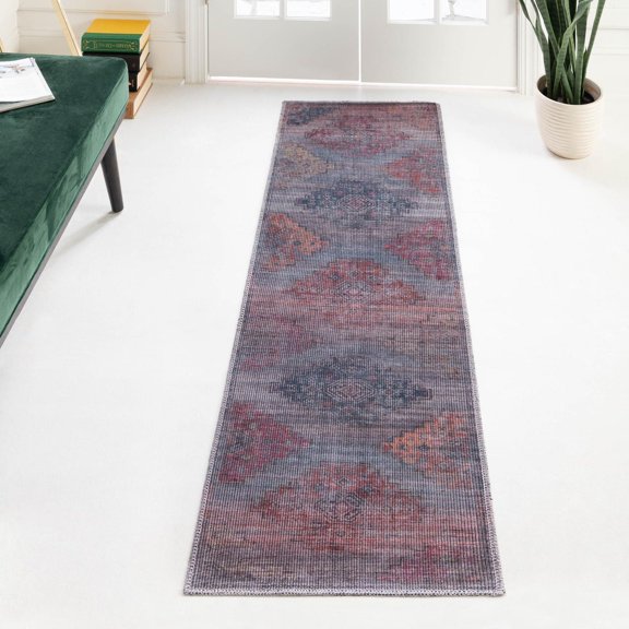 Unique Loom Sisu Collection Area Rug - Goa (2' x 7' 10" Runner Antique Blue/Gray)