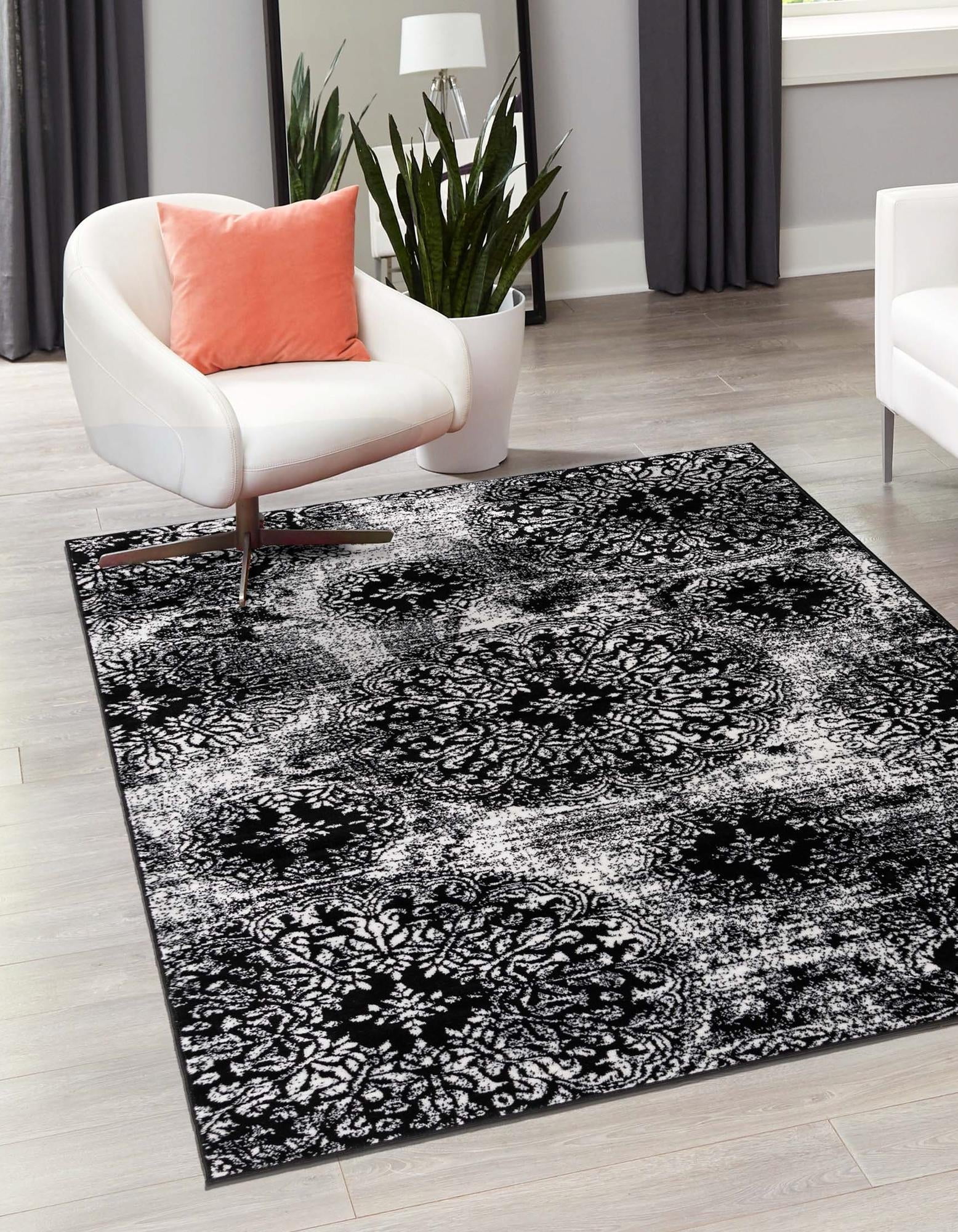 Grand Sofia 9' x 12' Black Reversible Stain-Resistant Area Rug