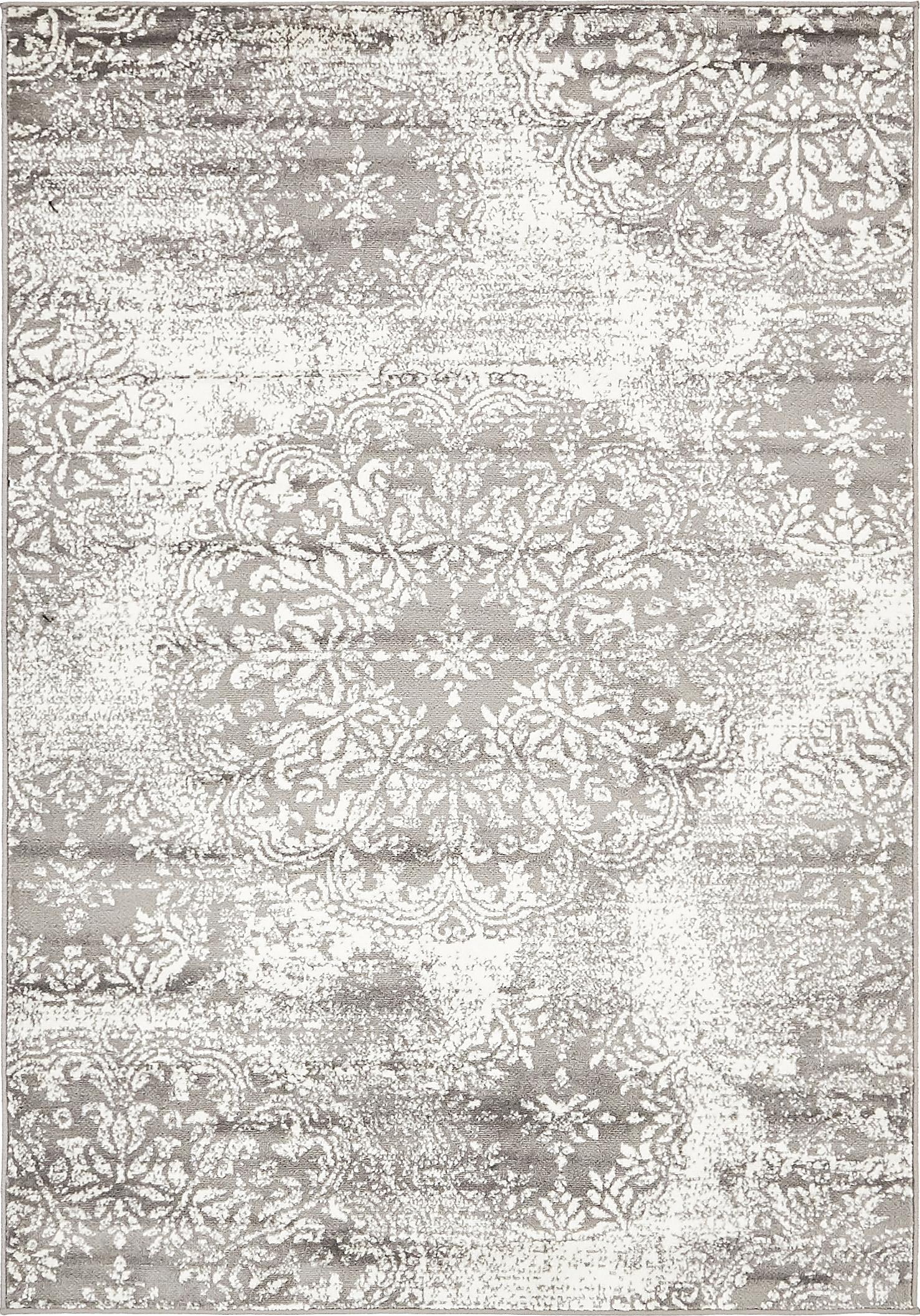 Grand Sofia Gray & Ivory 4'1" x 6'1" Rectangular Easy-Care Rug