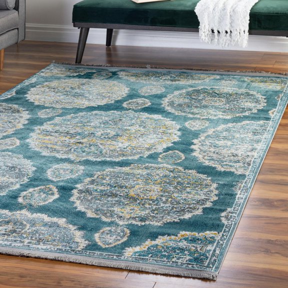 Unique Loom Paragon Collection Area Rug - Grayson (6' x 9' Rectangle Gray and Blue/Ivory)