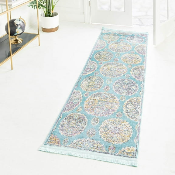 Unique Loom Paragon Collection Area Rug - Grayson (2' 7" x 10' Runner Blue/Ivory)