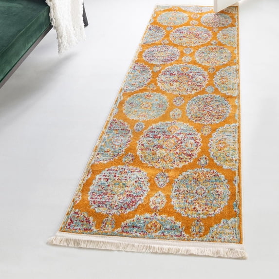Unique Loom Paragon Collection Area Rug - Grayson (2' 7" x 10' Runner Orange/Blue)