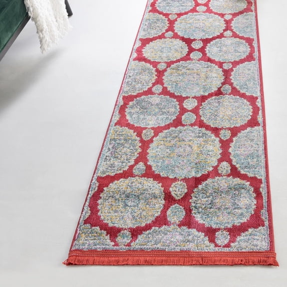 Unique Loom Paragon Collection Area Rug - Grayson (2' 7" x 10' Runner Red/Ivory)