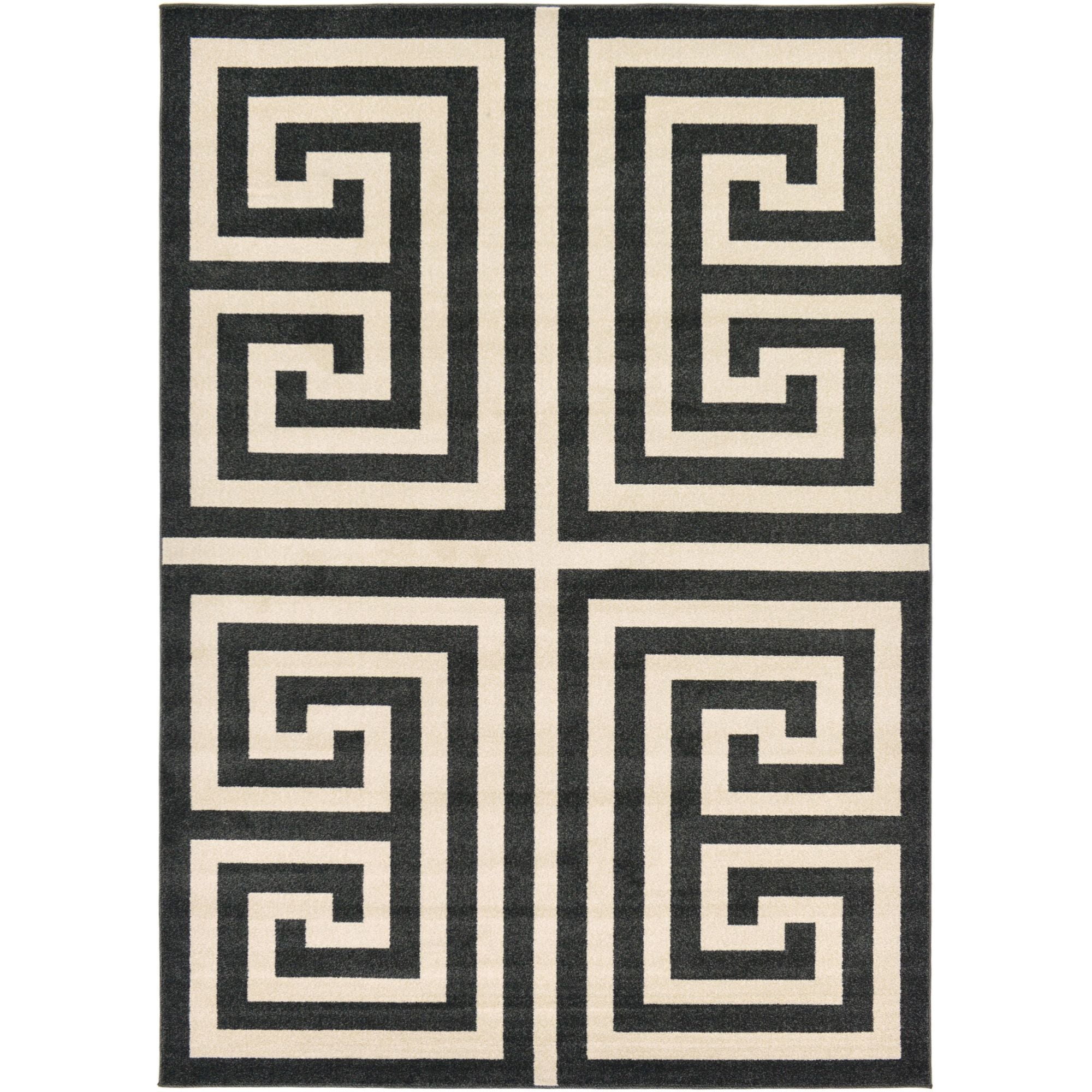 Unique Loom Greek Key Athens Rug Black/Beige 7' 1" x 10' Rectangle