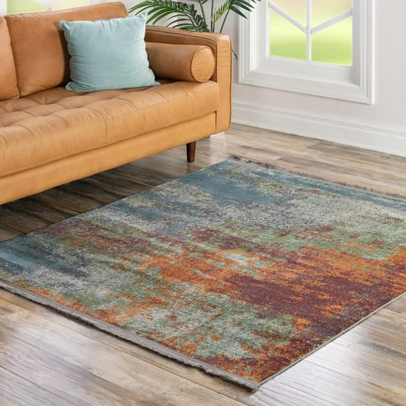 Unique Loom Paragon Collection Area Rug - Gurney (5' 5" Square Multi/Blue)