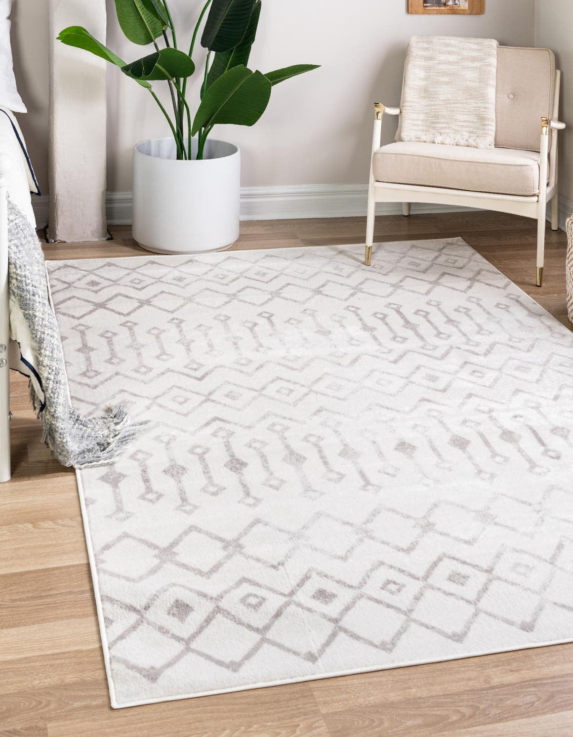 Rectangular Bohemian Rug Unique Loom Gypsy Bohemian Trellis Rug Pearl/Gray 10' x 14' 1 ...