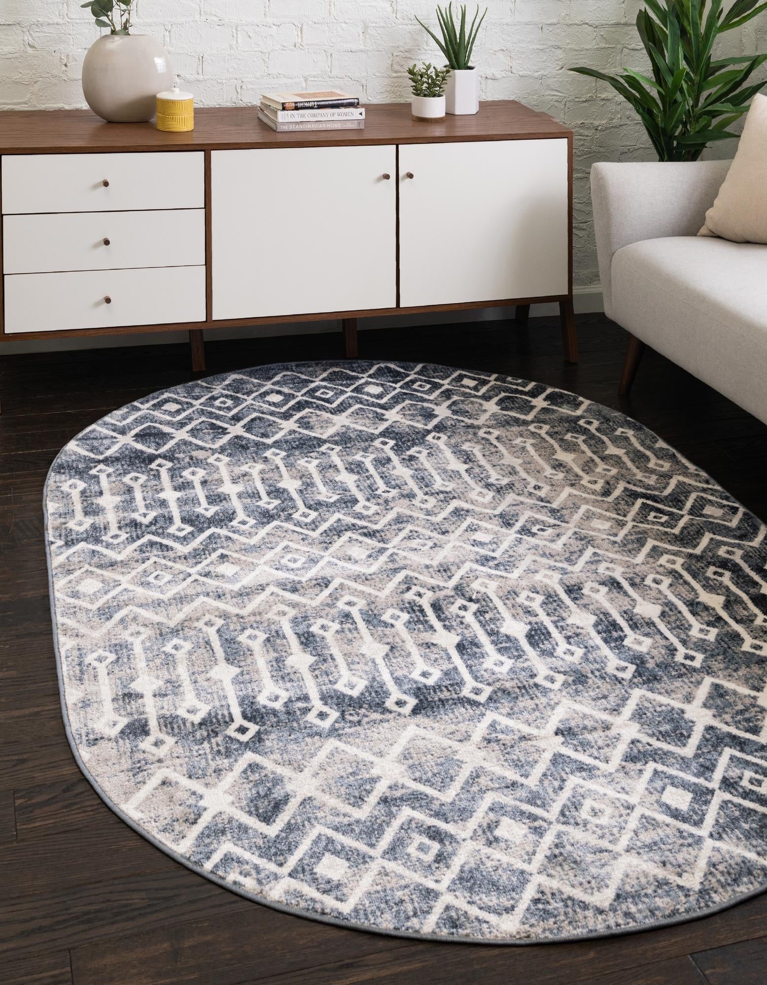 Unique Loom Gypsy Bohemian Trellis Rug Vintage Blue/Ivory 5' 3