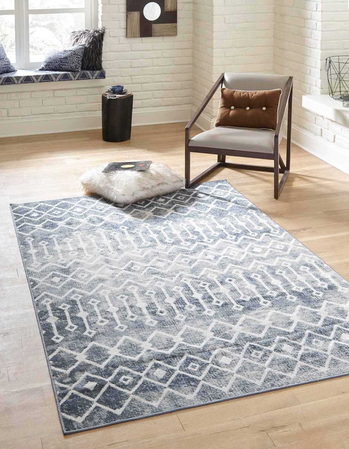 Unique Loom Gypsy Bohemian Trellis Rug Vintage Blue/Ivory 5' 3