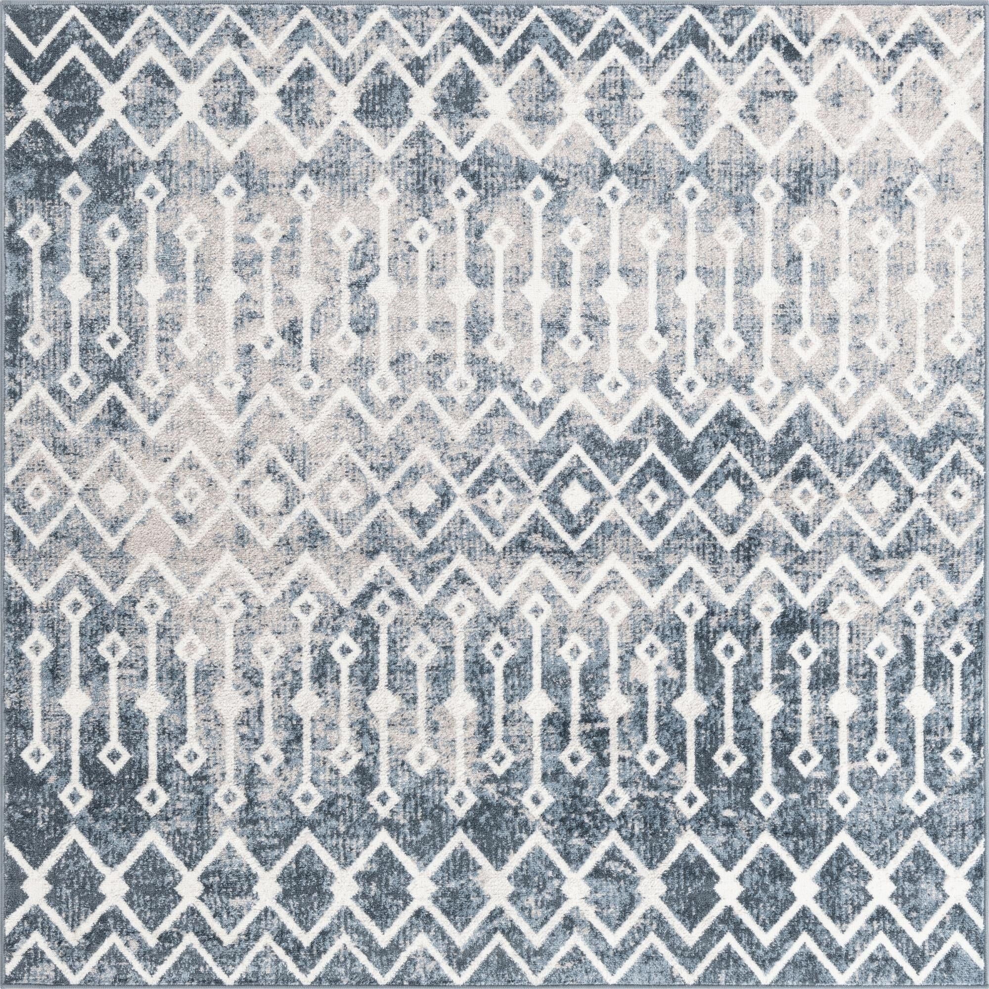Unique Loom Gypsy Bohemian Trellis Rug Vintage Blue/Ivory 6' 1