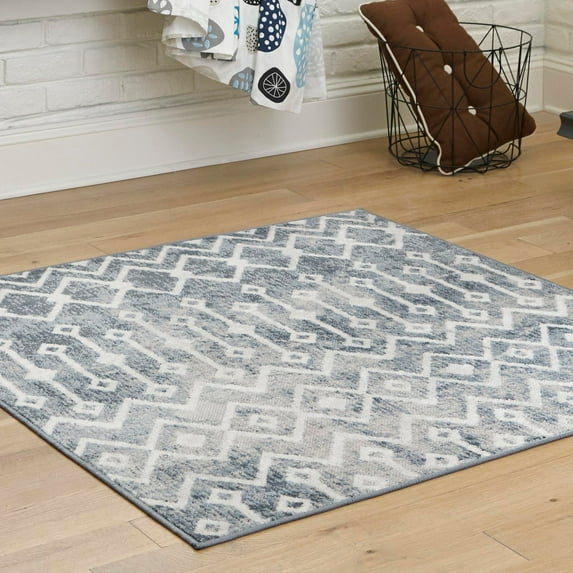 Unique Loom Bohemian Trellis Collection Area Rug - Gypsy (7' 10" Square Vintage Blue/Ivory)