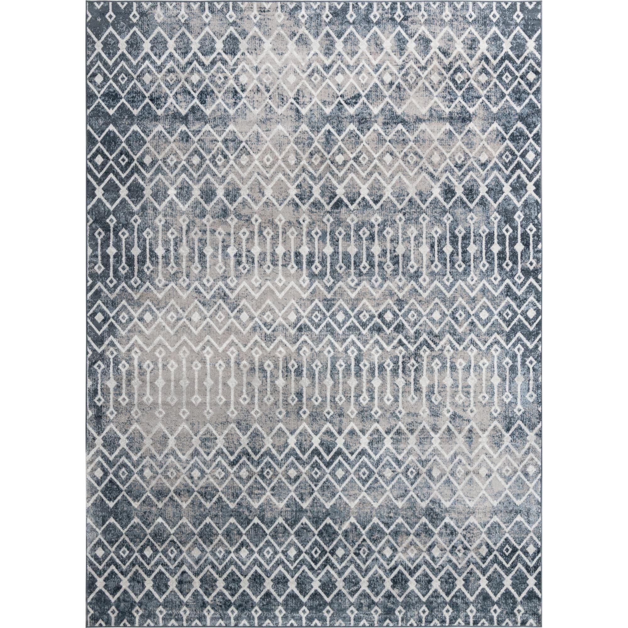 Unique Loom Gypsy Bohemian Trellis Rug Vintage Blue/Ivory 9' x 12' 2 ...