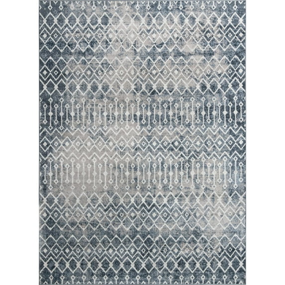 Unique Loom Gypsy Bohemian Trellis Rug Vintage Blue/Ivory 9' x 12' 2" Rectangle Tribal Bohemian Perfect For Living Room Bed Room Dining Room Office