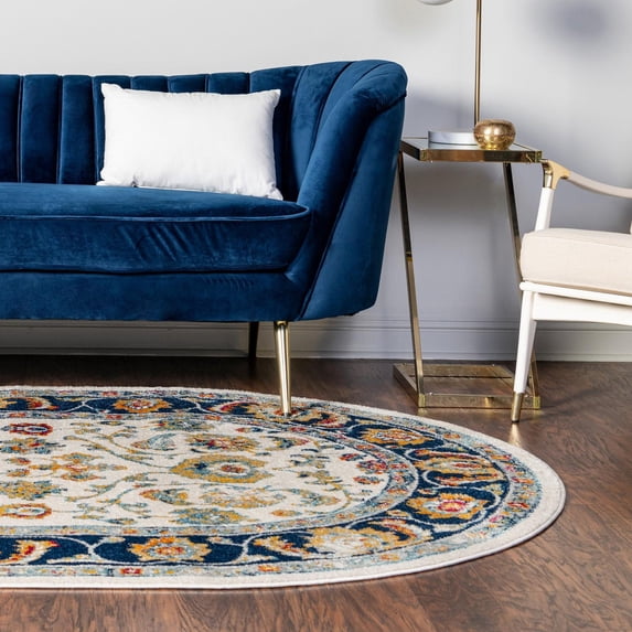 Unique Loom Aurelia Collection Area Rug - Hadrian (5' x 8' Oval Multi/Black)