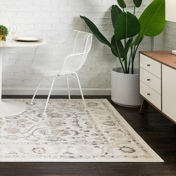 Unique Loom Aurelia Collection Area Rug - Hadrian (6' x 9' Rectangle Ivory/Blue)